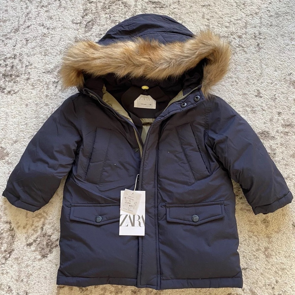 Zara baby puffer feather coat